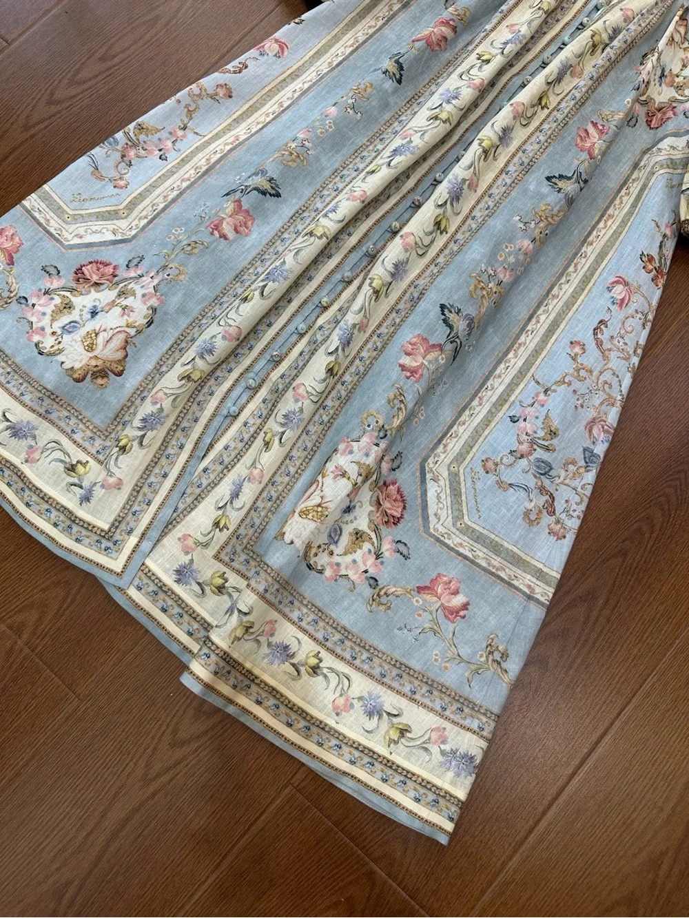 NWOT Zimmermann Roselight Plunge Linen Midi Dress Blue Floral, Size AU 0/1/2/3 - Picture 7 of 16
